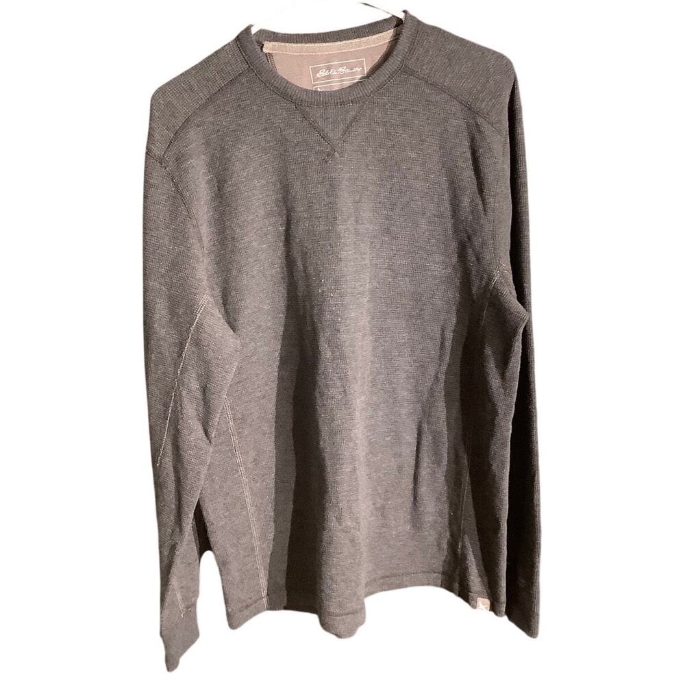 Eddie Bauer Dark Gray Waffle Knit Shirt Men’s M — Outdoor, Hiking, Thermal